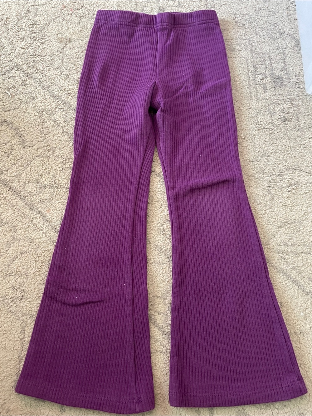 wonder nation Plum Ribbed Flare Leggings
